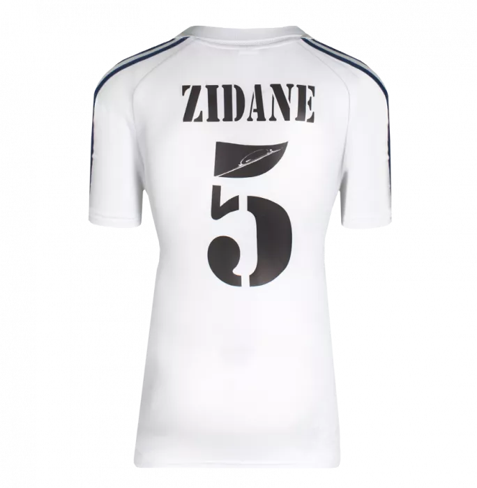 Zinedine Zidane Official UEFA Champions League Back Signed And Framed Real Madrid 2001 Home Shirt