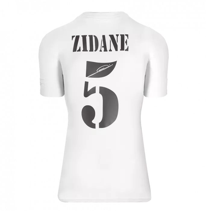 Zinedine Zidane Official UEFA Champions League Back Signed And Framed Real Madrid 2001-02 Home Shirt