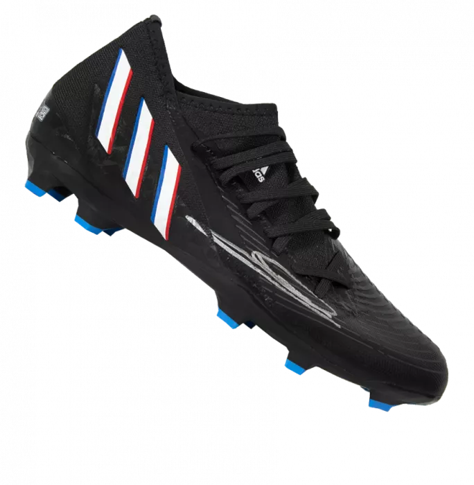 Zinedine Zidane Signed Adidas Boot: Black/Blue In Bubble Frame: Option 1