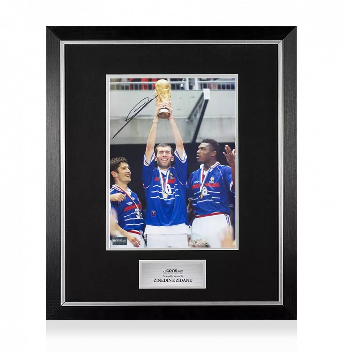 Zinedine Zidane Signed France Photo In Premium Photo Frame: 1998 World Cup Winner