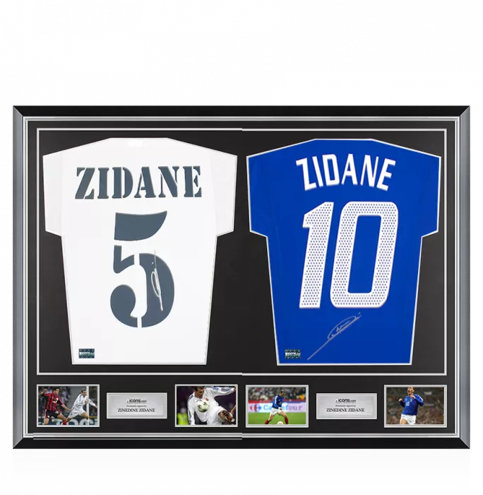 Zinedine Zidane Signed Real Madrid & France Shirts In Classic Dual Frame