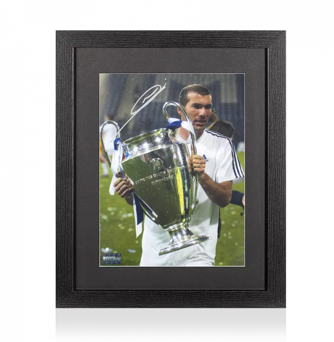 Zinedine Zidane Signed Real Madrid Photo In Black Wooden Frame: 2002 UEFA Champions League Winner