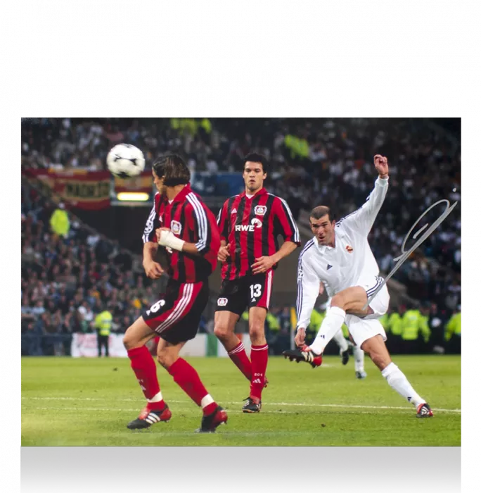Zinedine Zidane Signed Real Madrid Photo In Premium Photo Frame: 2002 UEFA Champions League Final Volley