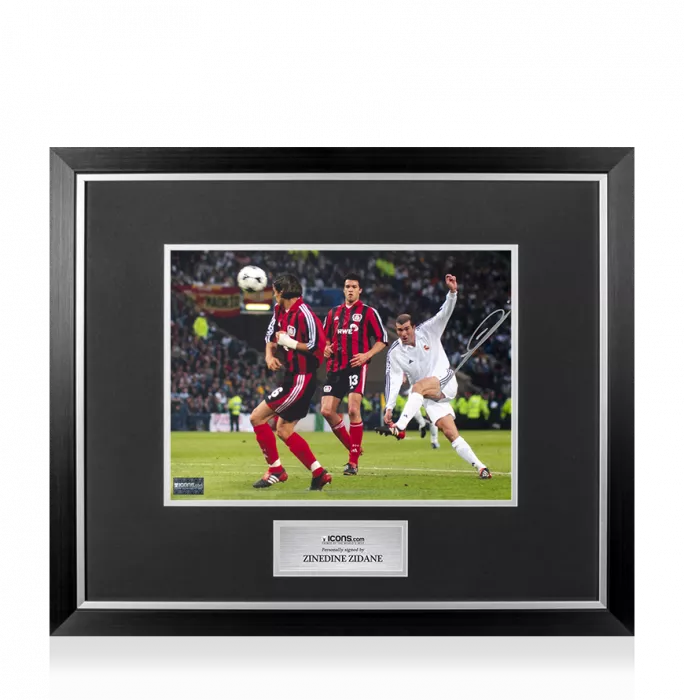 Zinedine Zidane Signed Real Madrid Photo In Premium Photo Frame: 2002 UEFA Champions League Final Volley