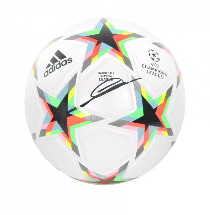 Zinedine Zidane Signed UEFA Champions League Football In Acrylic Case