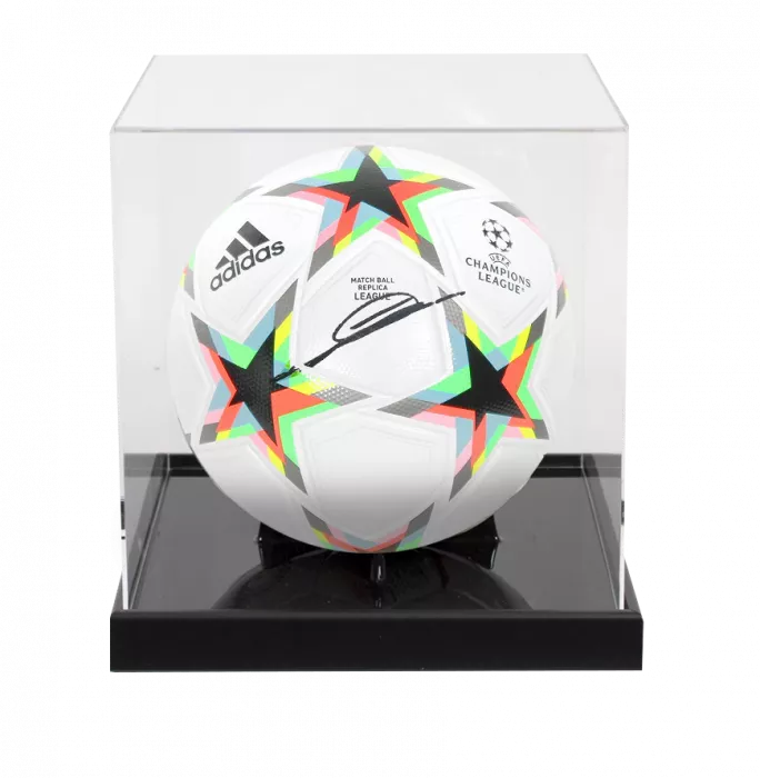 Zinedine Zidane Signed UEFA Champions League Football In Acrylic Case