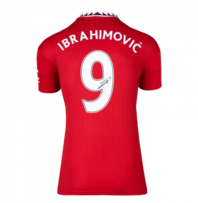 Zlatan Ibrahimovic Back Signed Manchester United 2022-23 Home Shirt With Fan Style Number In Hero Frame: Option 1