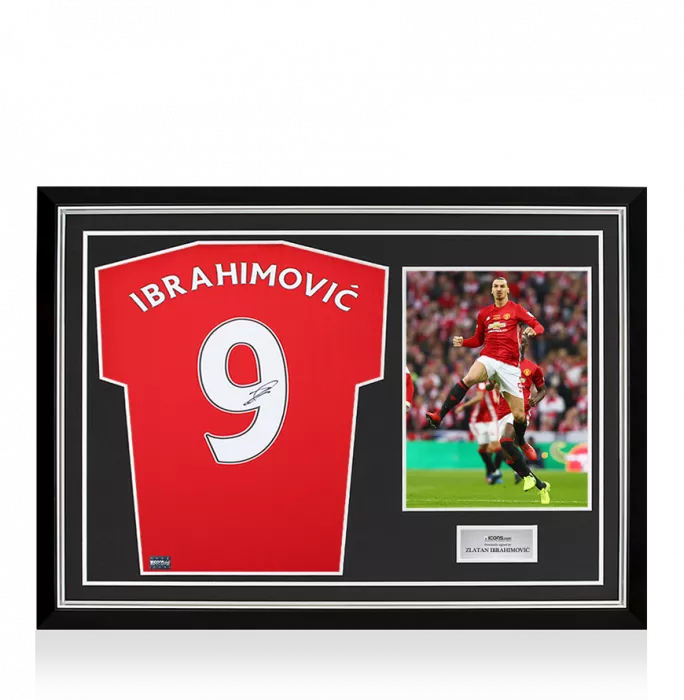 Zlatan Ibrahimovic Back Signed Manchester United 2022-23 Home Shirt with Fan Style Number In Hero Frame: Option 1
