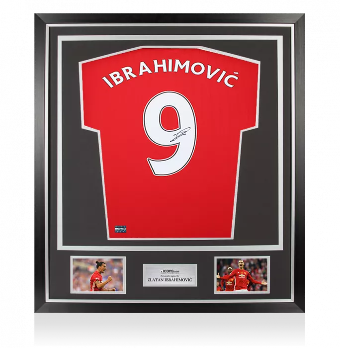 Zlatan Ibrahimovic Back Signed Manchester United 2022-23 Home Shirt With Fan Style Number In Classic Frame