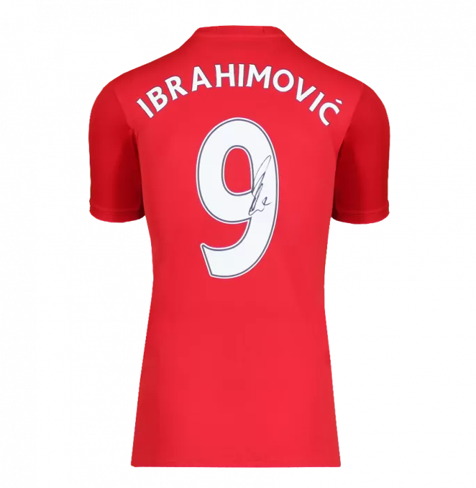 Zlatan Ibrahimovic Back Signed Manchester United 2016-17 Home Shirt With Fan Style Numbers In Hero Frame: Option 1