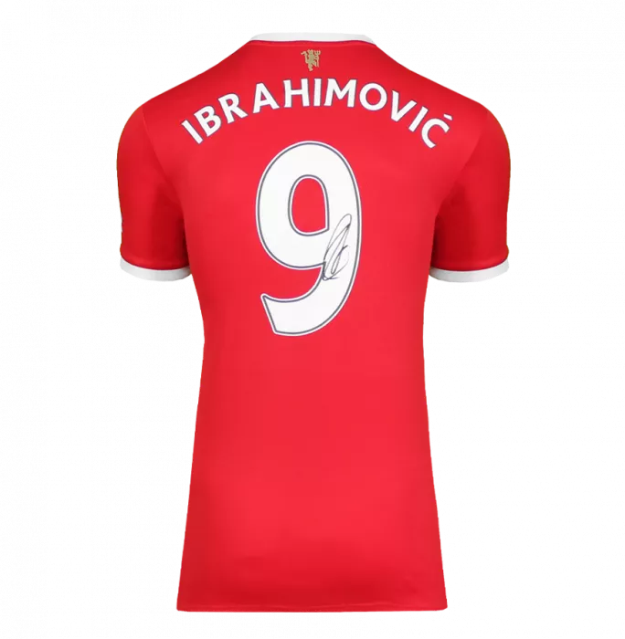 Zlatan Ibrahimovic Back Signed Manchester United 2021-22 Home Shirt With Fan Style Numbers In Hero Frame: Option 1