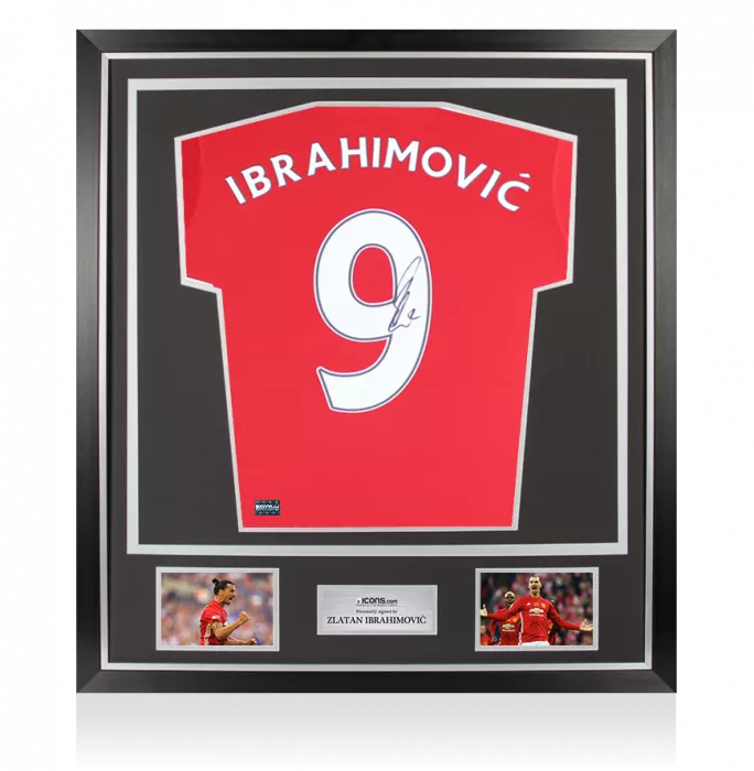 Zlatan Ibrahimovic Back Signed Manchester United 2016-17 Home Shirt with Fan Style Numbers In Classic Frame