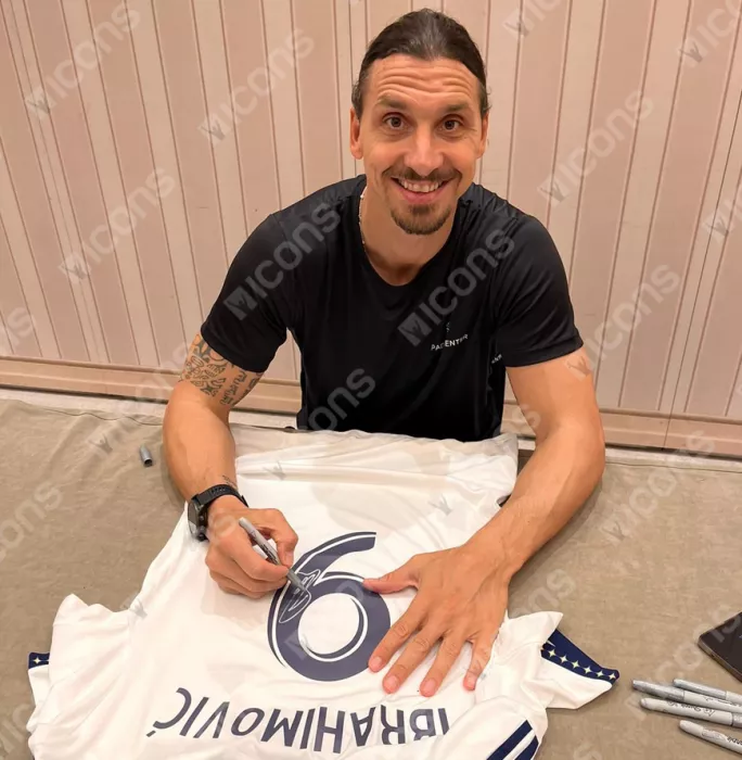 Zlatan Ibrahimovic Back Signed Modern LA Galaxy Home Shirt With Fan Style Numbers In Classic Frame