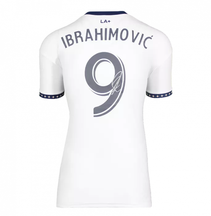 Zlatan Ibrahimovic Back Signed Modern LA Galaxy Home Shirt With Fan Style Numbers In Hero Frame: Option 1