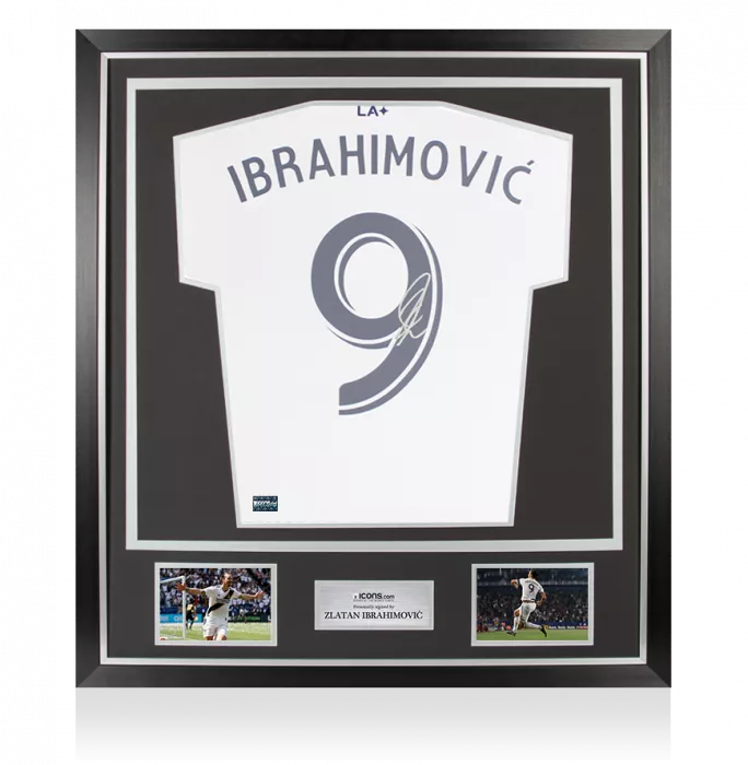 Zlatan Ibrahimovic Back Signed Modern LA Galaxy Home Shirt with Fan Style Numbers In Classic Frame