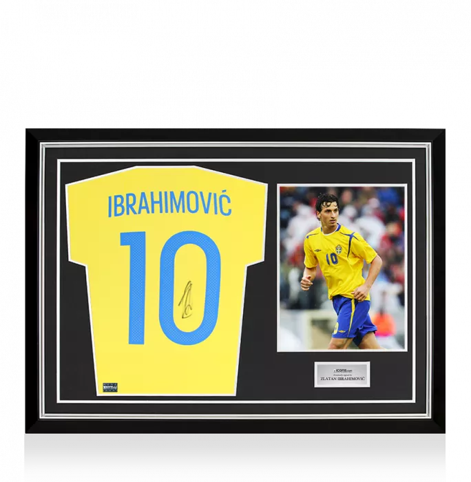 Zlatan Ibrahimovic Back Signed Sweden 2016-17 Home Shirt In Hero Frame: Option 1