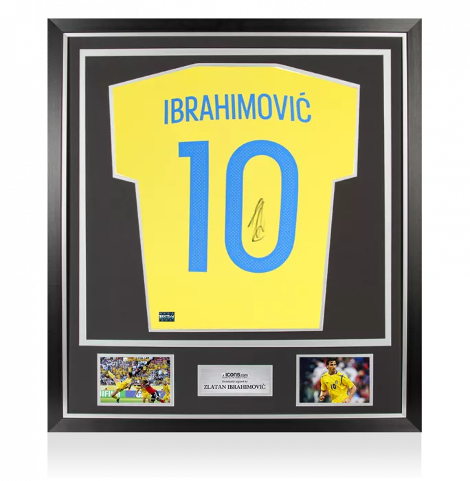Zlatan Ibrahimovic Back Signed Sweden 2016-17 Home Shirt In Classic Frame