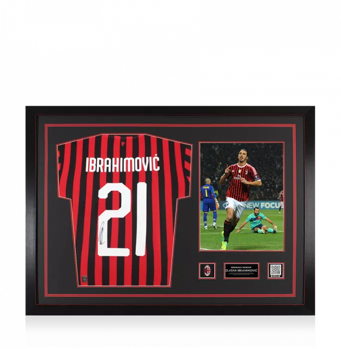 Zlatan Ibrahimovic Official AC Milan Back Signed And Framed 2019-20 Home Shirt