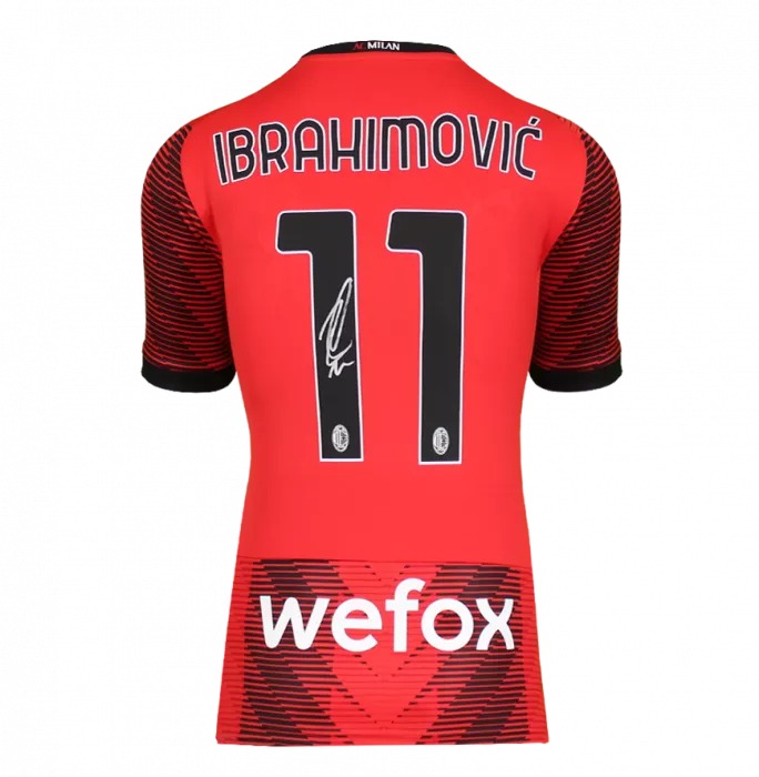 Zlatan Ibrahimovic Official AC Milan Back Signed And Framed Modern AC Milan Home Shirt