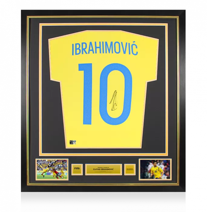 Zlatan Ibrahimovic Official FIFA World Cup™ Back Signed and Framed Sweden 2016-17 Home Shirt