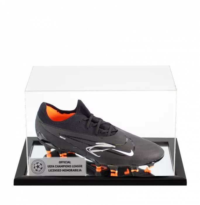 Zlatan Ibrahimovic Official UEFA Champions League Signed Black Nike Phantom GX Pro FG Boot In Acrylic Case