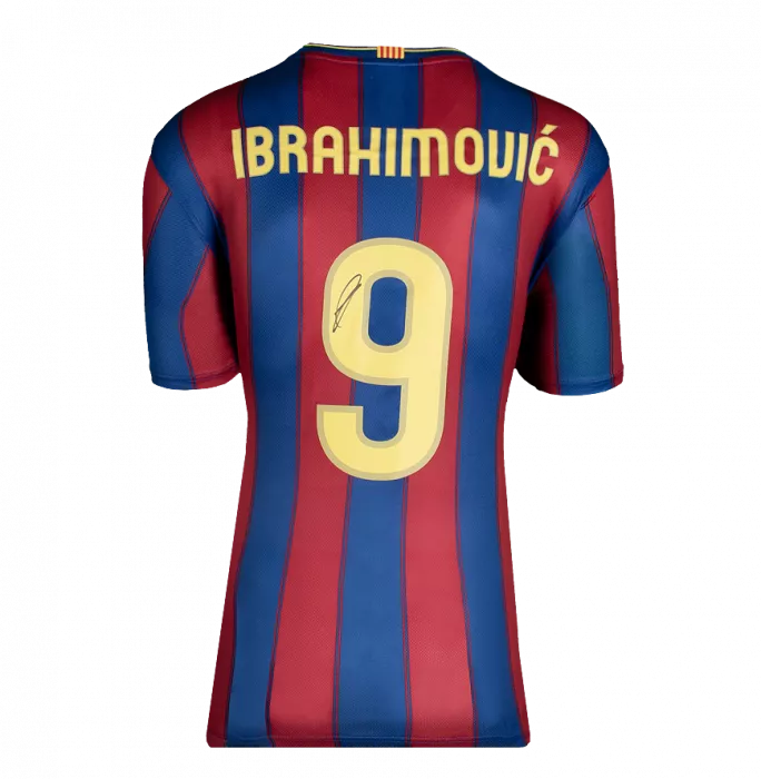 Zlatan Ibrahimovic Official UEFA Champions League Back Signed And Hero Framed FC Barcelona 2009-10 Home Shirt With Fan Style Number