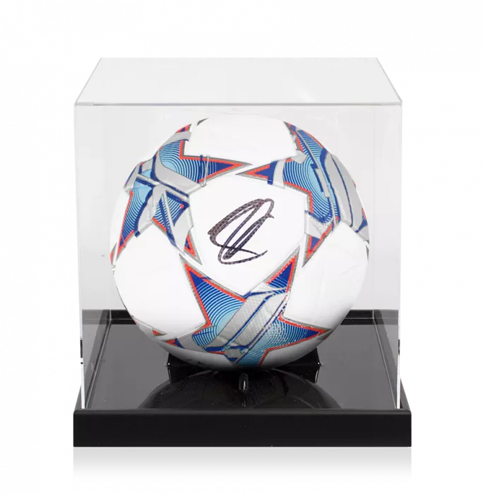 Zlatan Ibrahimovic Signed UEFA Champions League Football In Acrylic Case